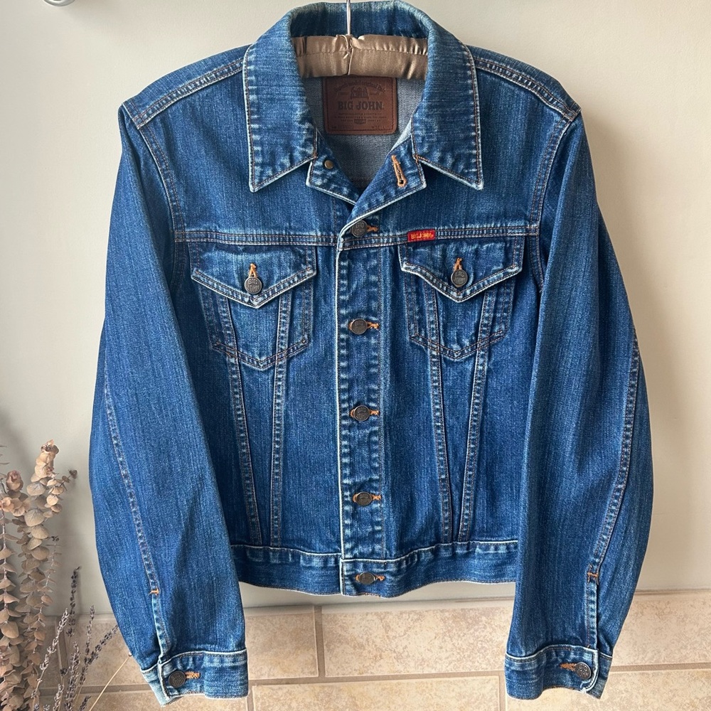 Big John Denim Button Down Trucker Jacket Vintage 1990s Japan  Medium